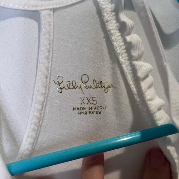 Lilly Pulitzer Resort Collection Ruffled Alek White Sleeveless Tank Top - Picture 2 of 3